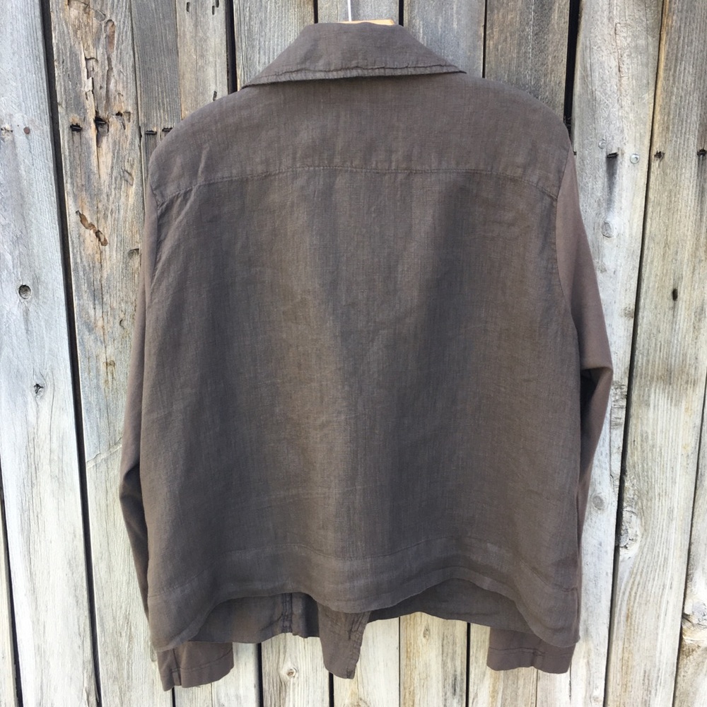 Flax Wanderlust Moto Jacket Linen Cotton Java Brown M - Picture 10 of 16